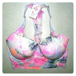 VS Pink Rainbow Lace Push up- Small (NWT)